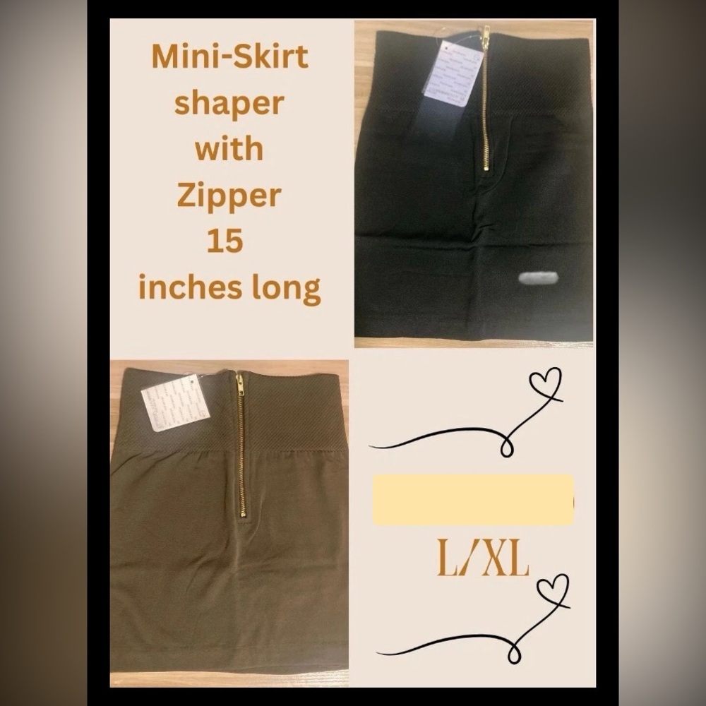 NEW Spandex mini skirt L XL Lot 2 Connection 18 Fits 10-14 Shapewear black taup